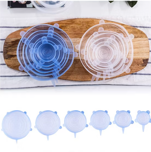 TAPAS DE SILICONA REUTILIZABLES ELÁSTICAS PARA ALIMENTOS TAPERS Y MÁS