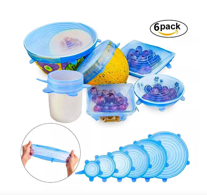 TAPAS DE SILICONA REUTILIZABLES ELÁSTICAS PARA ALIMENTOS TAPERS Y MÁS